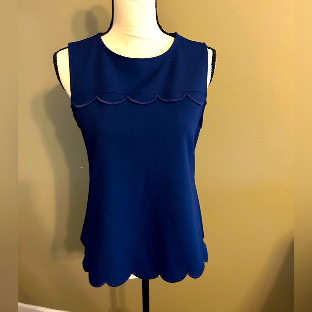 Ann Taylor dark blue scalloped tank/blouse